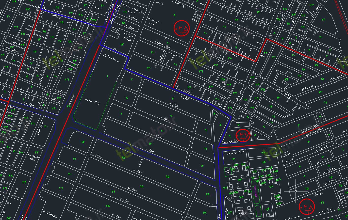 دانلود رایگان نقشه اتوکد شهر اهواز ahvaz autocad map DWG + دانلود فایل طرح تفضیلی 