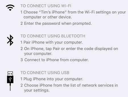 سه روش Personal Hotspot