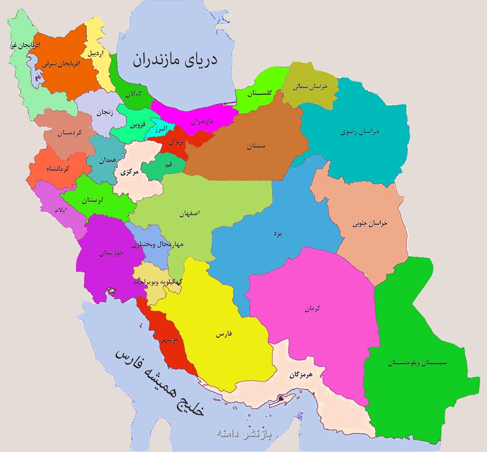 نقشه‌ی ۳۱ استان ایران